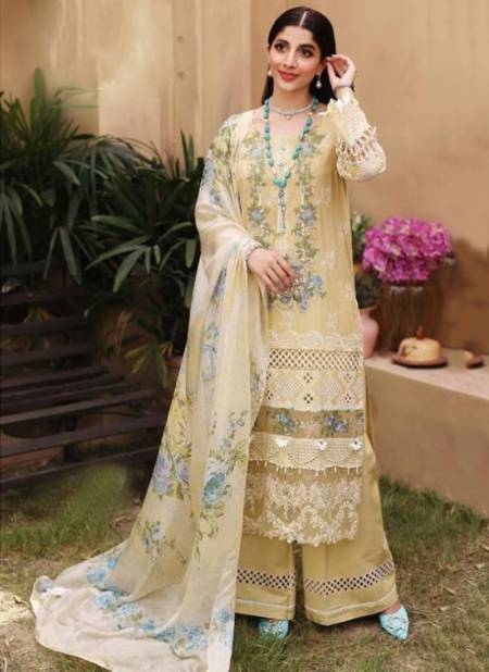Cream Colour ELAF SUMMER 1 Heavy Festive Wear Pure Cotton Designer Pakistani Suit Collection DS-1014